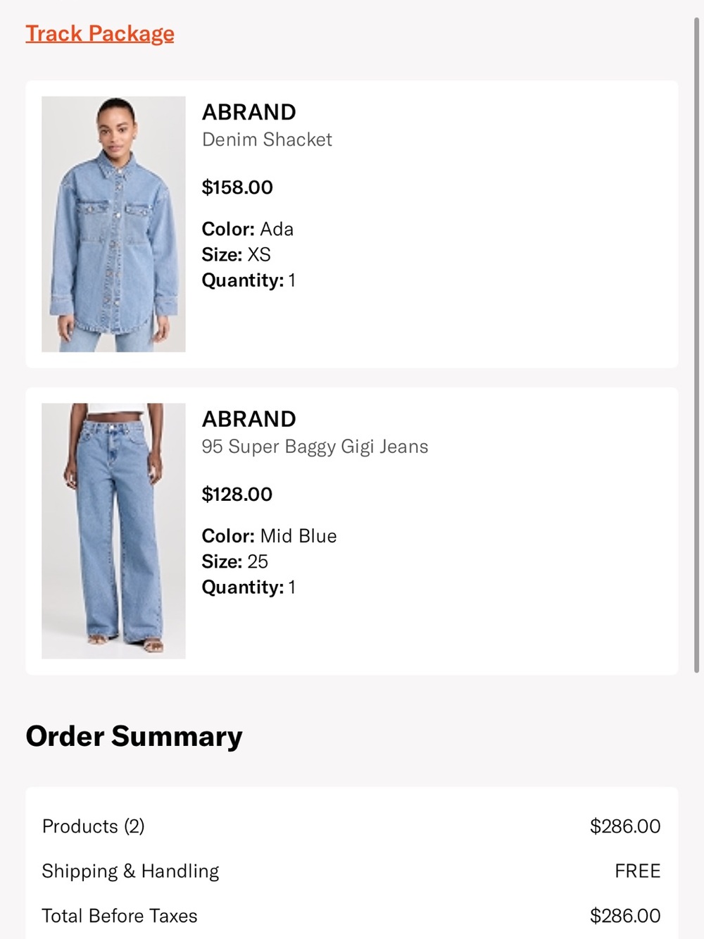 ABRAND 95 supper baggy Gigi Jean & Shacket